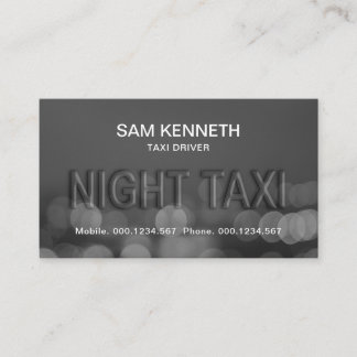 Translucent Taxi Glass Lights Bokeh Taxi Driver Business Card