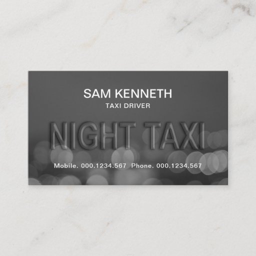 Customizable Translucent Taxi Glass Lights Bokeh Taxi Driver Business Card