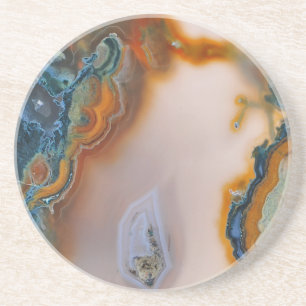 Translucent Teal & Rust Agate Coaster