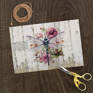Translucent Wings Dragonfly Pink Flowers Tissue Paper