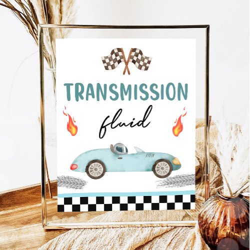 Transmission Fluid Race Car Two Fast Birthday  Poster