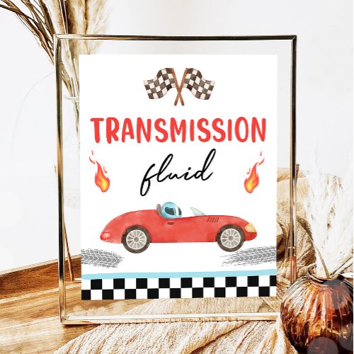 Transmission Fluid Race Car Two Fast Birthday  Poster