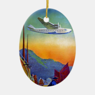 Transpacific Travel Artwork Ceramic Ornament