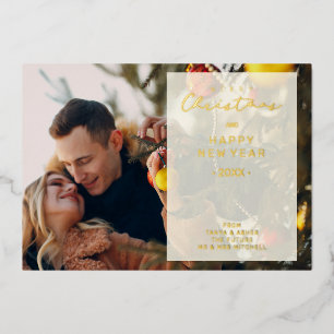 Transparency Overlay Photo Whimsical Merry Xmas Foil Invitation