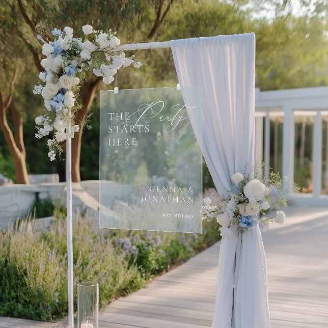 Transparent Acrylic Blue Wedding Welcome Sign (Transparent Acrylic Blue Wedding Welcome Sign)