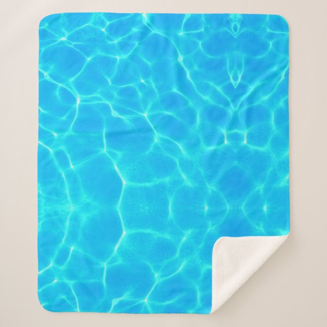 Transparent Aqua Turquoise Ocean Sea Water Sherpa Blanket (Front)