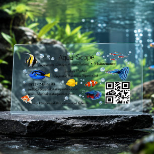 Transparent Aquarium Tropical Fish Maintenance QR Clear Business Cards