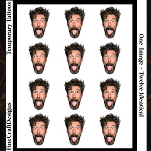Transparent Background Photo, Selfie, 12 Identical Temporary Tattoos