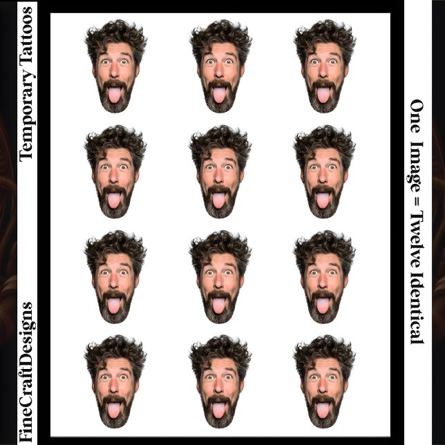 Transparent Background Photo, Selfie, 12 Identical Temporary Tattoos (Creator Uploaded)