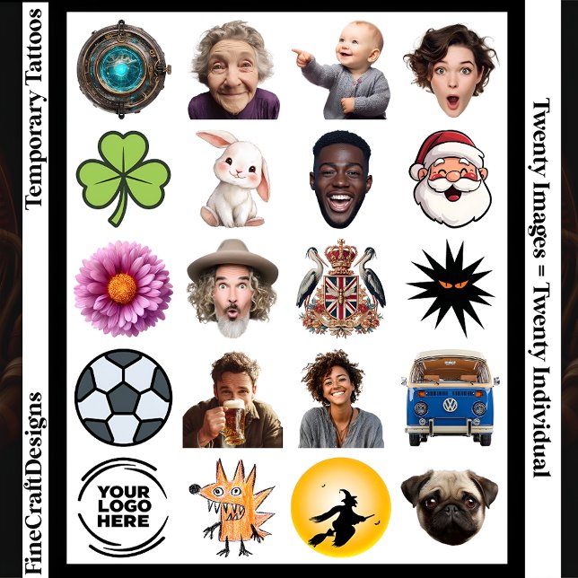 Transparent Background Photo, Selfie, 20 Different Temporary Tattoos (Creator Uploaded)
