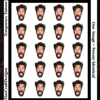 Transparent Background Photo, Selfie, 20 Identical Temporary Tattoos