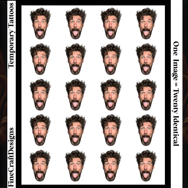 Transparent Background Photo, Selfie, 20 Identical Temporary Tattoos (Creator Uploaded)