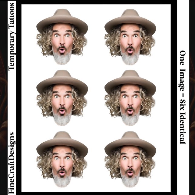 Transparent Background Photo, Selfie, 6 Identical Temporary Tattoos (Creator Uploaded)