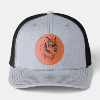 Transparent background tiger face T-Shirt Leather Patch Hat