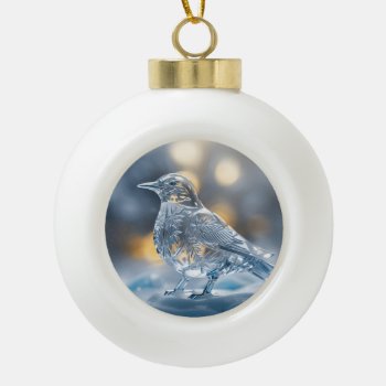 Transparent Bird Ice Sculpture Winter Wonderland Ceramic Ball Christmas Ornament by sirylok at Zazzle