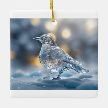 Transparent Bird Ice Sculpture Winter Wonderland Ceramic Ornament by sirylok at Zazzle