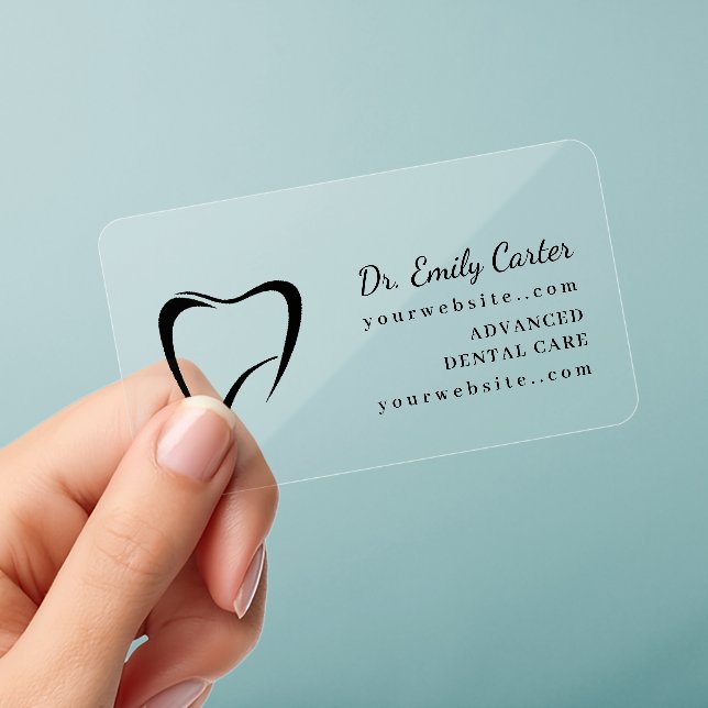  Transparent Black Dental Clinic  Clear Business Cards (Handheld)