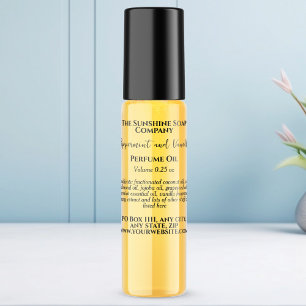 Transparent Black Text Perfume Roller Bottle Label