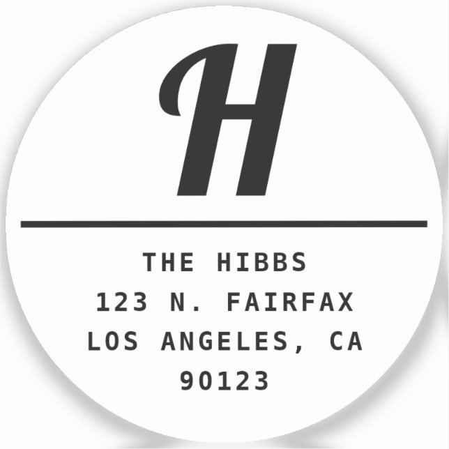 Transparent Black & White Return Address Sticker (Front)