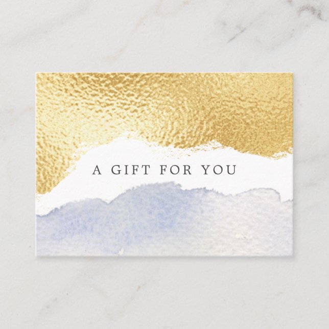 transparent blue faux foil gift certificate (Front)