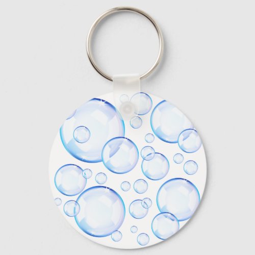 Transparent blue soap bubbles keychain