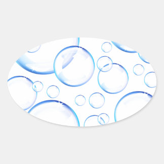 Transparent blue soap bubbles oval sticker