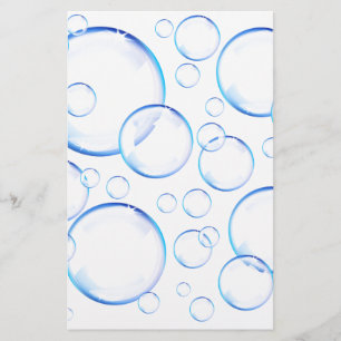 Transparent blue soap bubbles stationery
