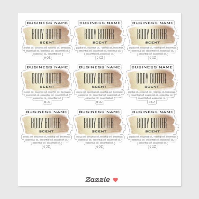 Transparent Body Butter Labels (Sheet)
