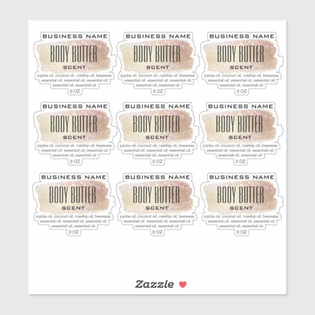 Transparent Body Butter Labels Gold And Opal (Sheet)