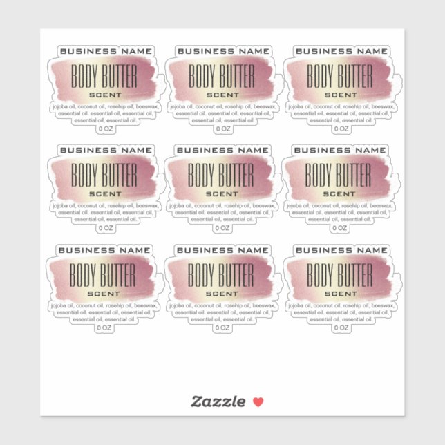Transparent Body Butter Labels Holographic Pink (Sheet)