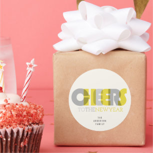 Transparent Bold Cheers To The New Year Holiday Classic Round Sticker