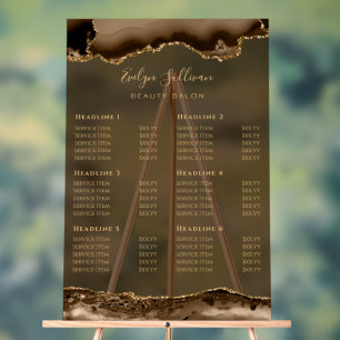 Transparent Brown Gold Agate Price List Acrylic Sign