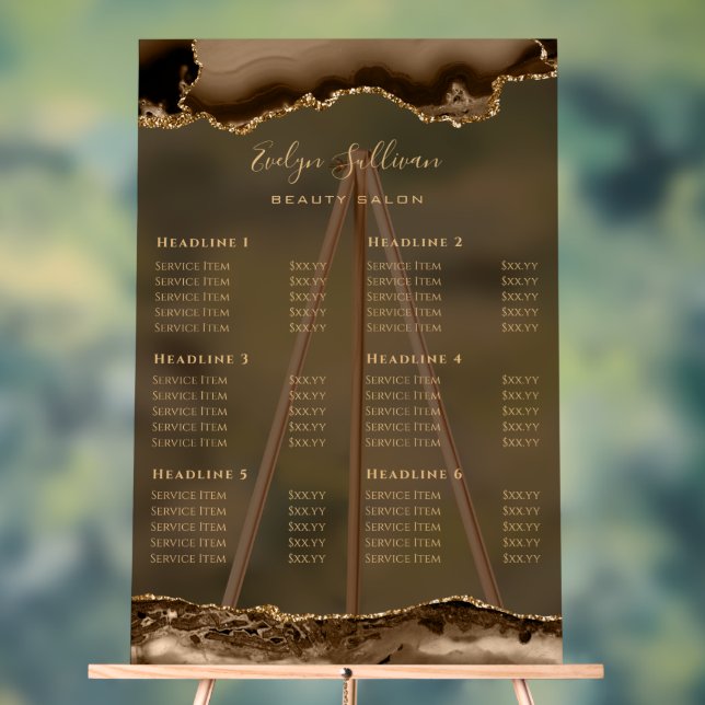 Transparent Brown Gold Agate Price List Acrylic Sign (Neutral)