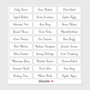 Transparent brush script guest names sticker