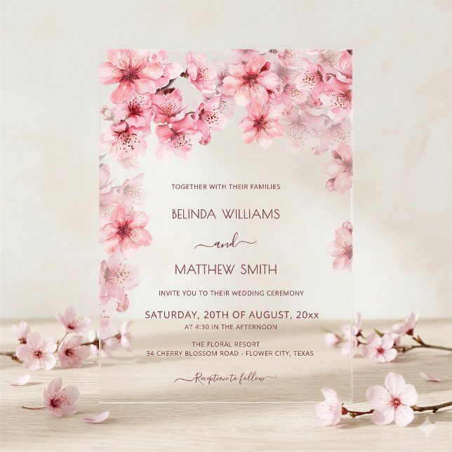  Transparent Cherry Blossom Wedding Acrylic Invitations (Creator Uploaded)