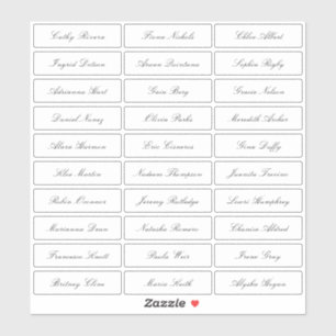 Transparent classic elegant script guest names sticker