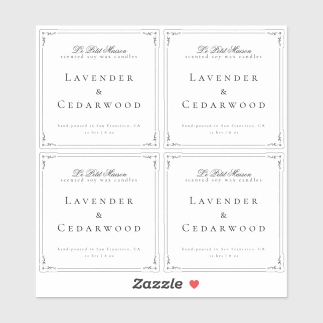 Transparent Classic Swirl Candle Product Packaging Sticker (Sheet)