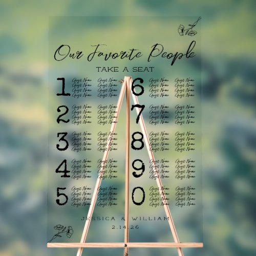 Transparent Clear Acrylic Wedding Seating Chart 