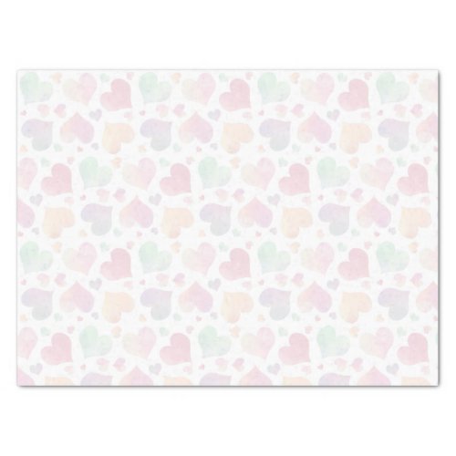 Transparent Colorful Painted Hearts Pattern Tissue Paper