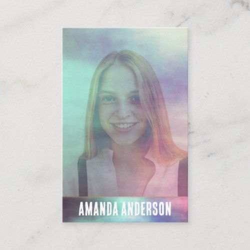 Transparent colorful watercolor overlay photo business card