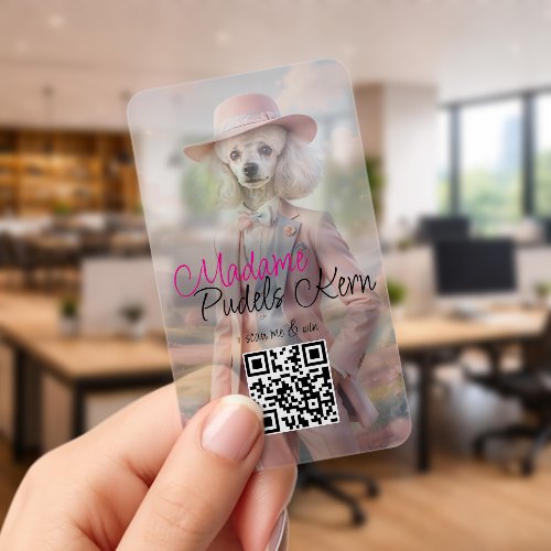 Transparent cool view Poodle Dog or You Clear Business Cards