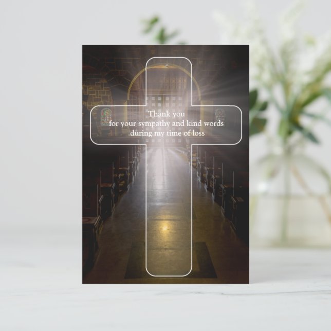  Transparent  Cross Thank You Card (Standing Front)