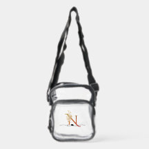 Transparent crossbody bag with N initial