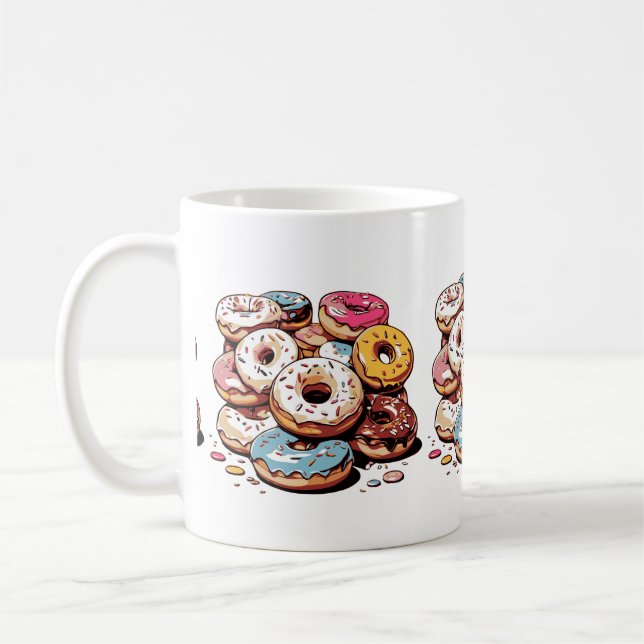 Transparent Donuts Sticker Coffee Mug (Left)