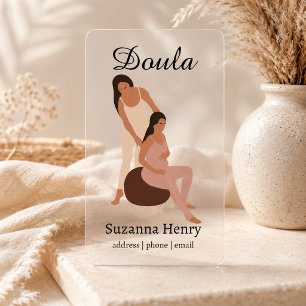 TRANSPARENT Doula Boho Pregnancy Coach Clear Business Cards