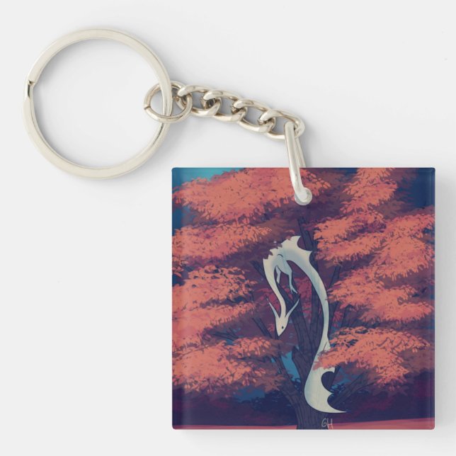 transparent dragon in tree keychain (Front)