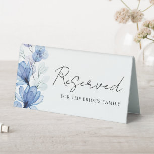 Transparent Dusty Blue Floral Reserved Table Tent