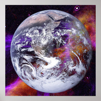 Transparent Earth In Nebula Poster
