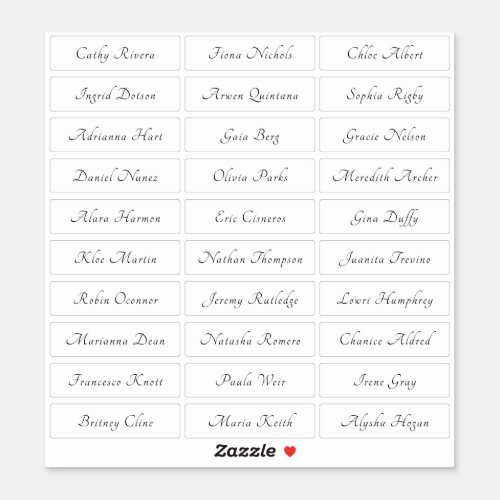 Transparent elegant traditional guest names sticke sticker