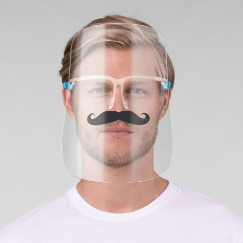 Transparent face shield with funny black mustache